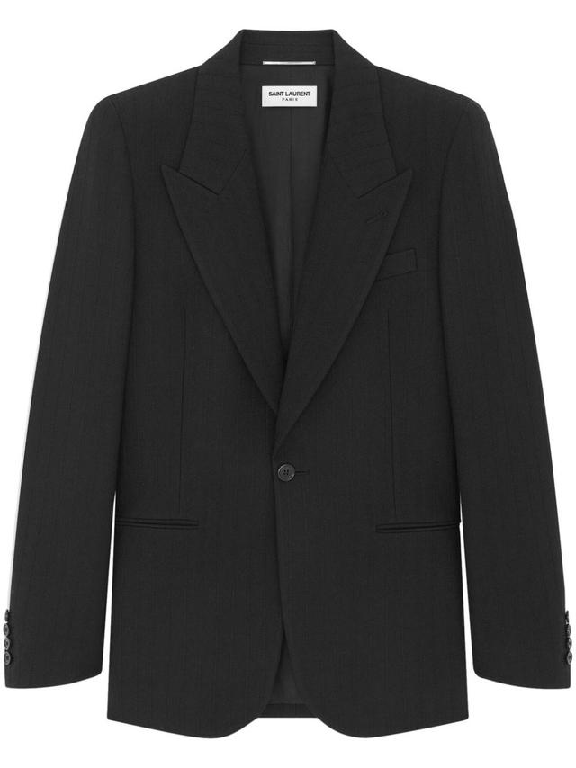 Grain De Poudre Wool Single-breasted Blazer In Black Product Image