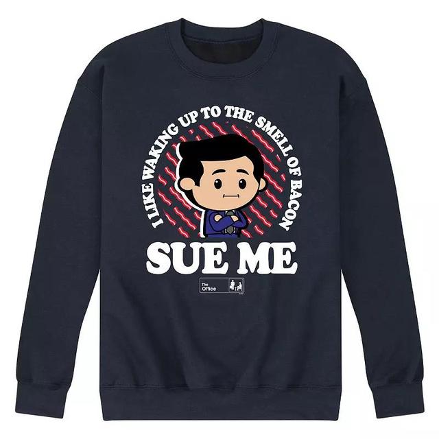 Mens The Office Bacon Sue Me Fleece Sweatshirt Blue Product Image