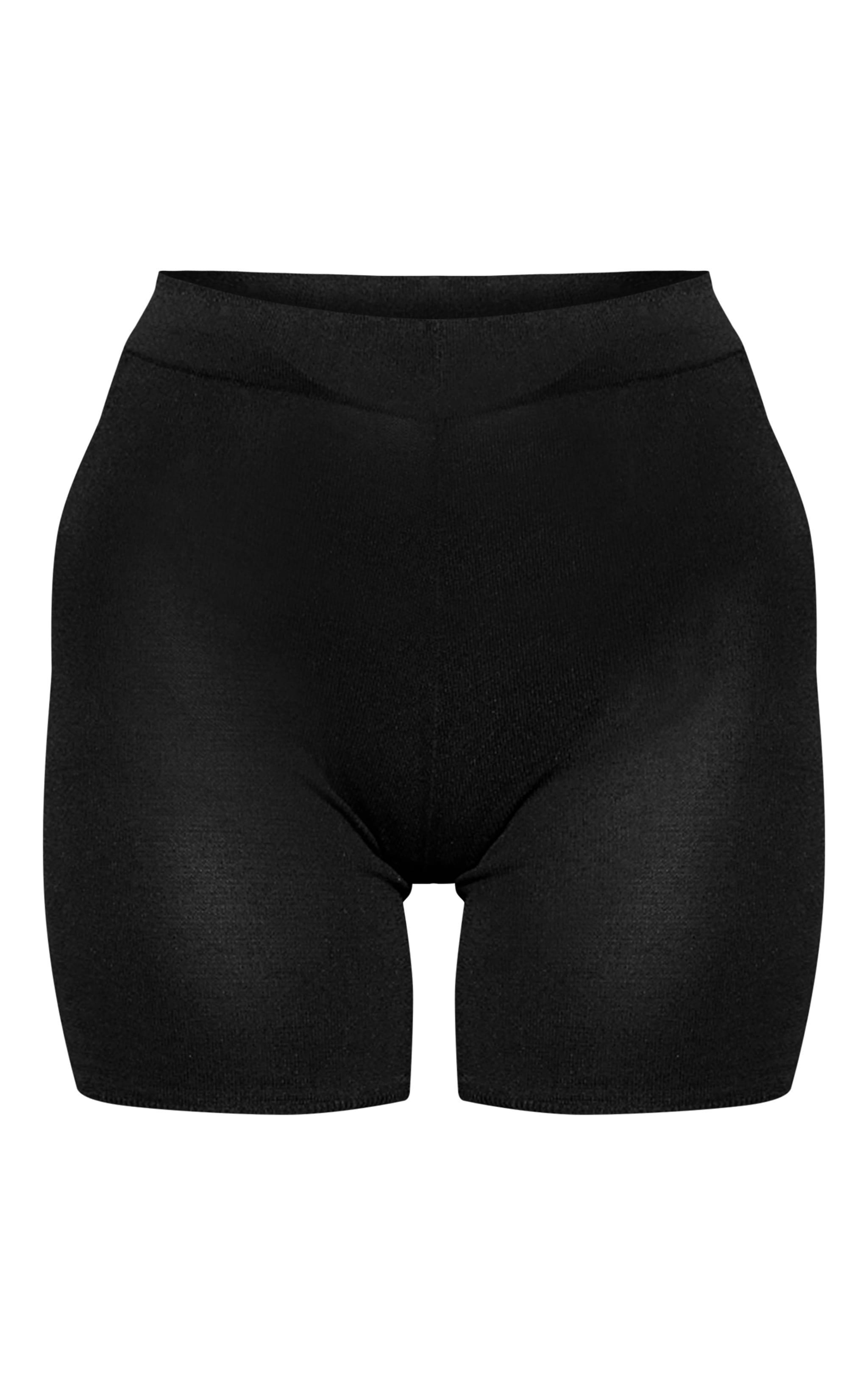 Black Fine Knit Mini Hot Pants Product Image