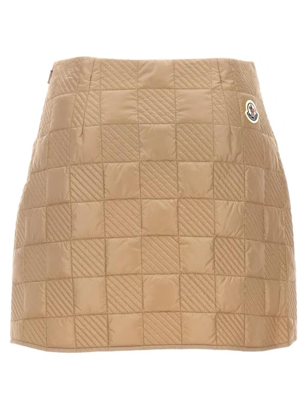 MONCLER High-waisted Quilted Mini Skirt In Cream Product Image