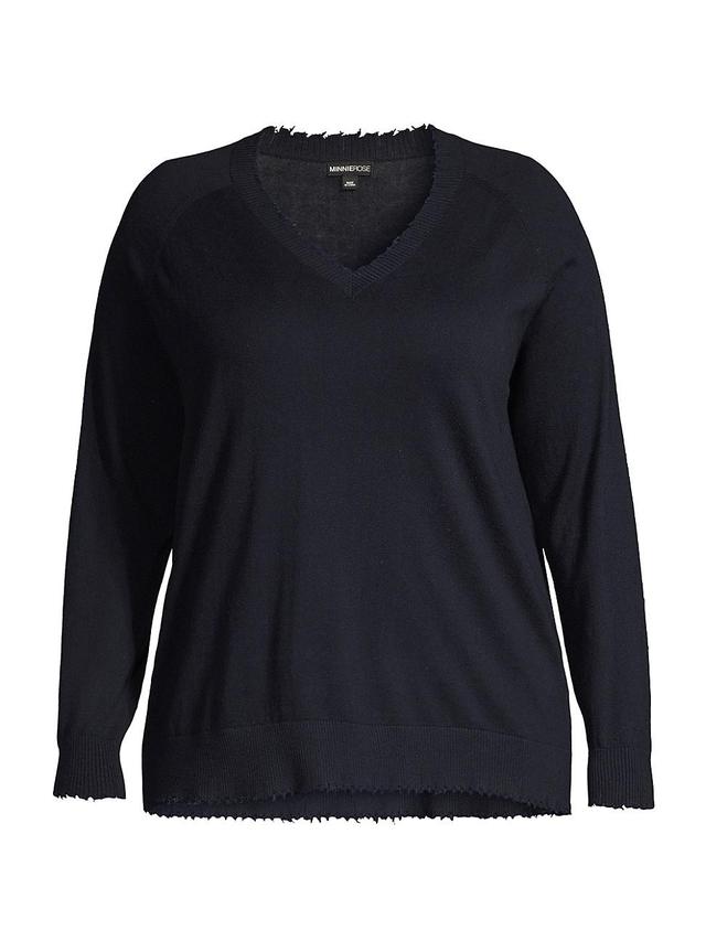 Womens Cotton-Blend V-Neck Sweater Product Image