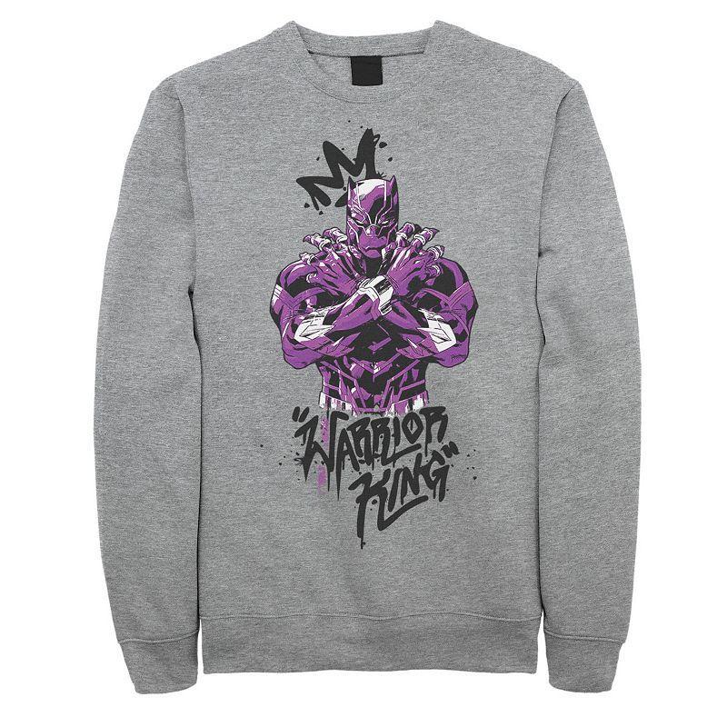 Mens Marvel Black Panther Purple Warrior King Sweatshirt Athletic Grey Product Image