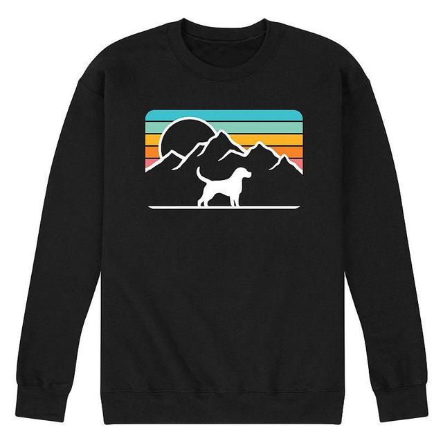 Mens Dog With Retro Mountain Graphic Fleece Sweatshirt Product Image