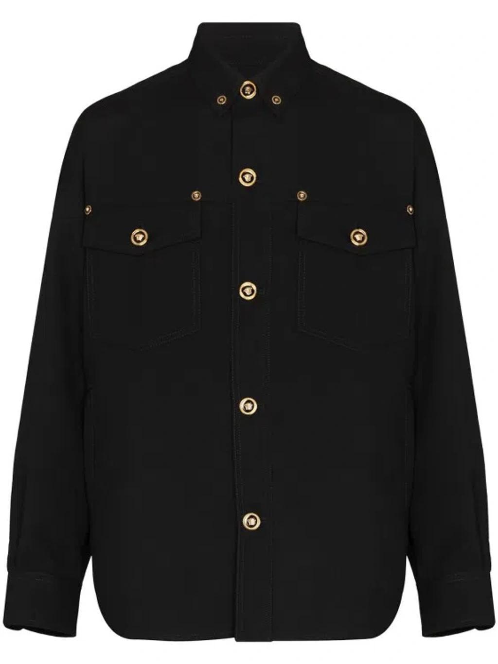 VERSACE Black Gabardine Jacket In ブラック Product Image