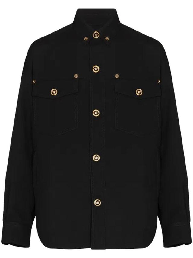 VERSACE Black Gabardine Jacket In ブラック Product Image