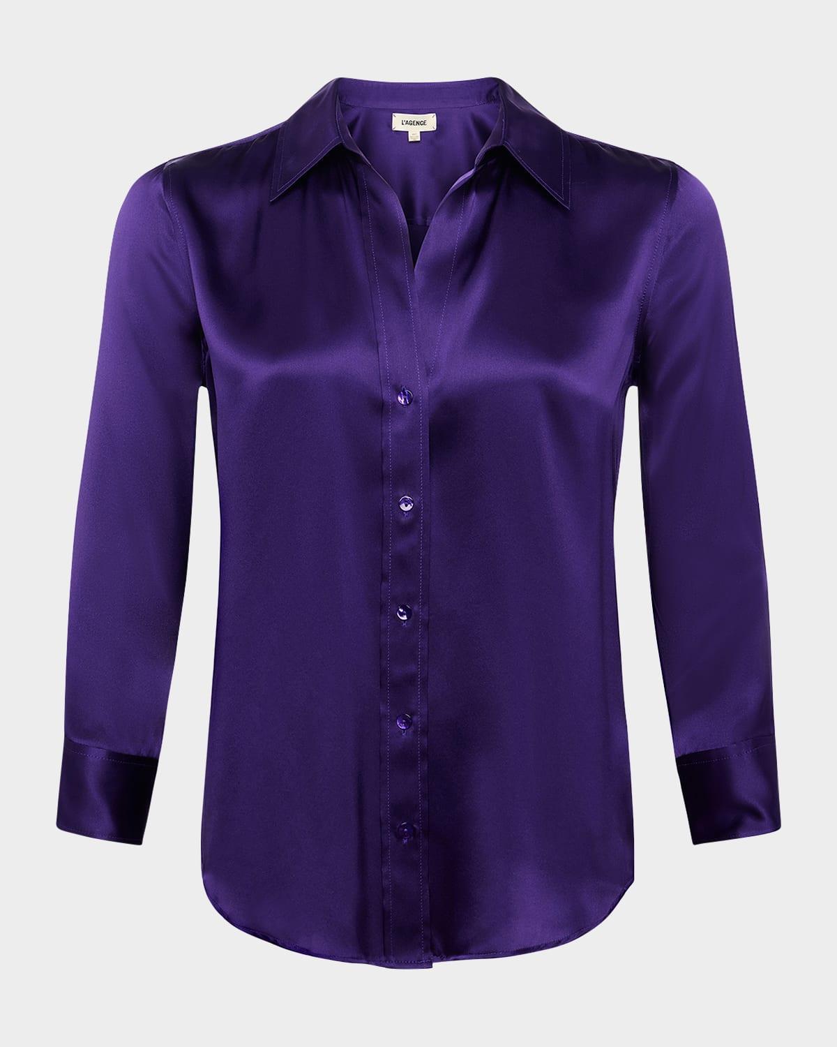 Womens Dani Three-Quarter Sleeve Silk Shirt Product Image