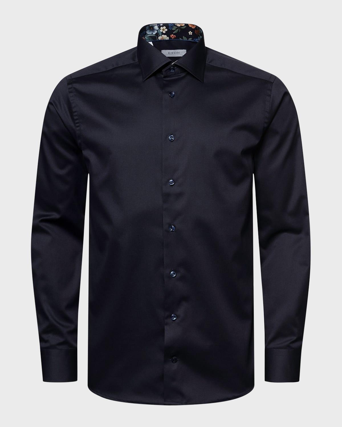 Mens Contemporary Fit Twill Shirt with Floral Details Product Image