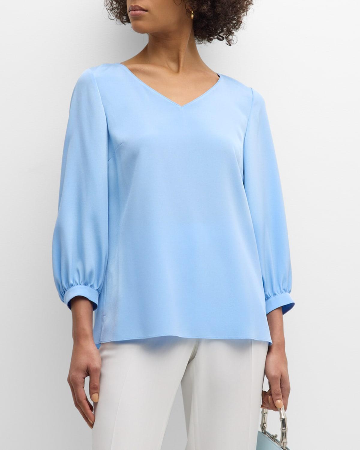 Blouson-Sleeve V-Neck Blouse Product Image