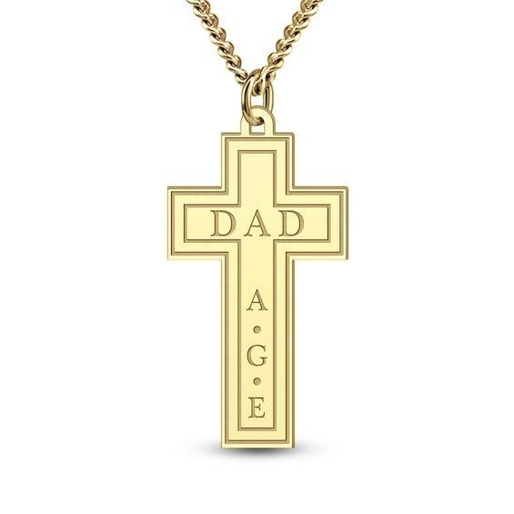 Men's Engravable Initials Cross Pendant (2 Lines) Product Image