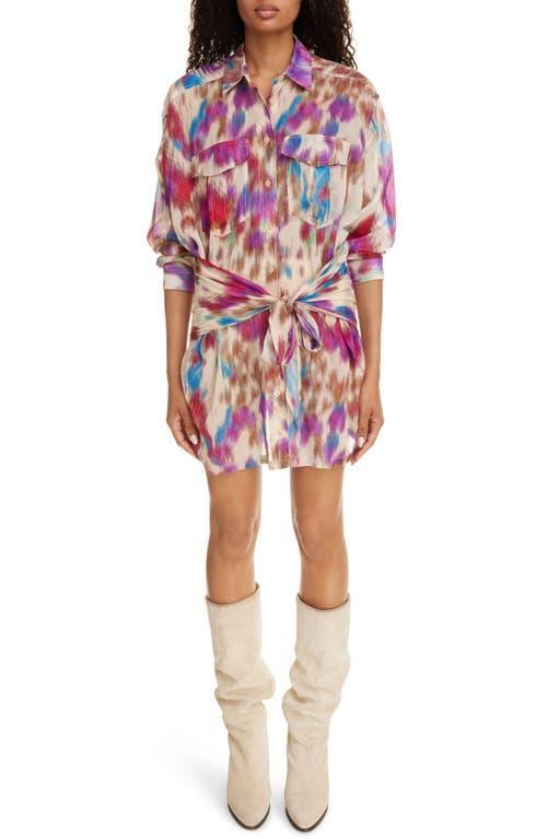 Isabel Marant toile Nueva Print Tie Waist Long Sleeve Shirtdress Product Image