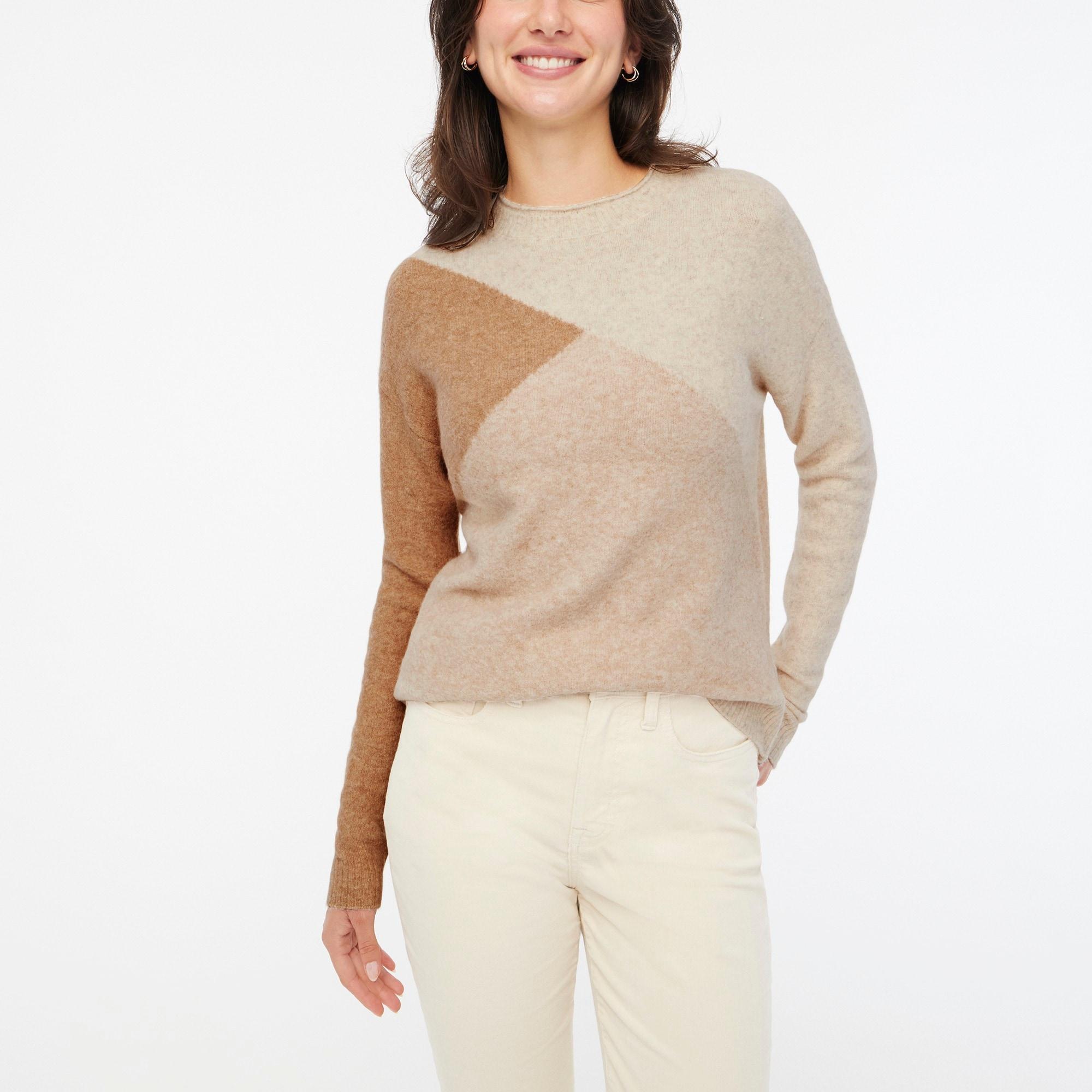 Colorblock mockneck sweater in extra-soft yarn Product Image