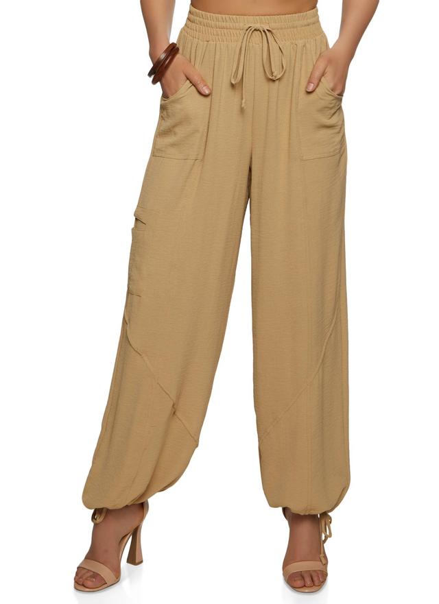 Womens High Waisted Tie Hem Wide Pants Product Image