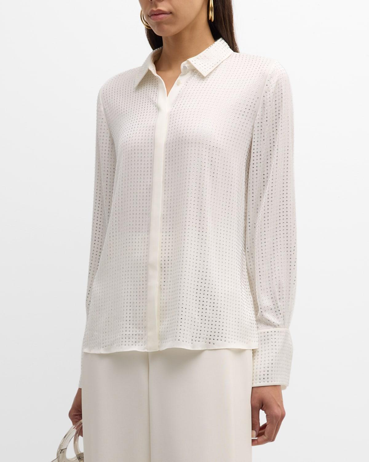 Womens Callie Studded Silk-Blend Blouse Product Image