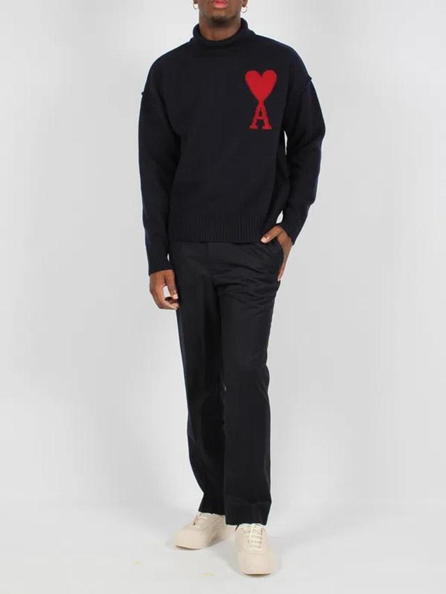 AMI ALEXANDRE MATTIUSSI Ami De Coeur Wool Jumper In Black Product Image