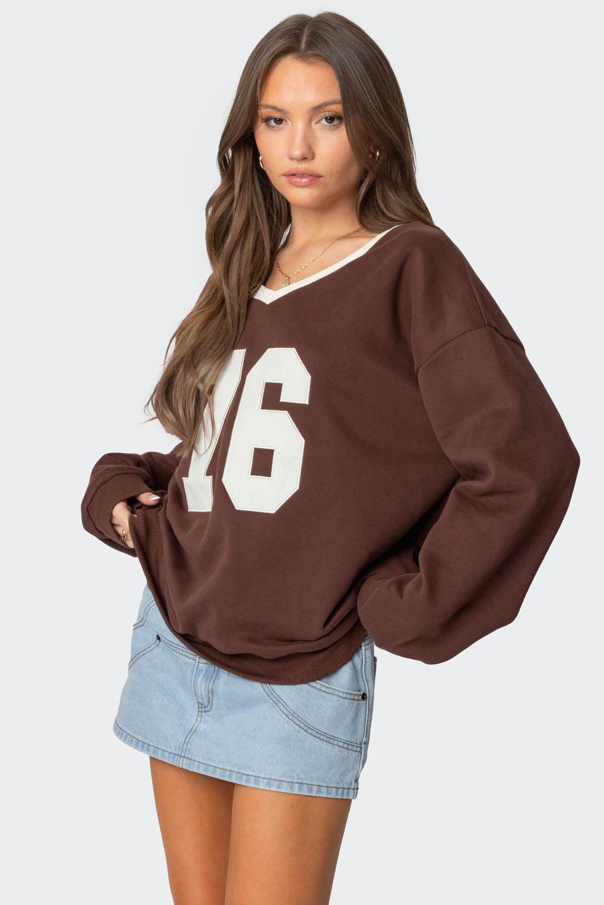 76 Oversized V Neck Sweatshirt Product Image