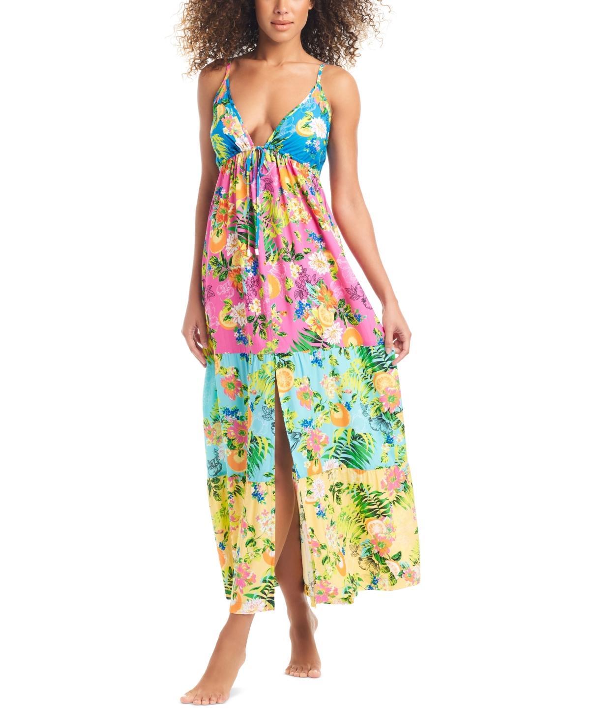 Bar Iii Womens Tiered Printed Ruffle Cover-Up Dress, Created for Macys Product Image