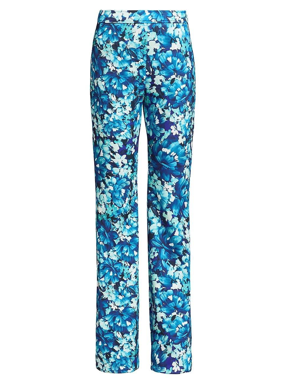 Womens Floral Neoprene Straight-Leg Pants Product Image