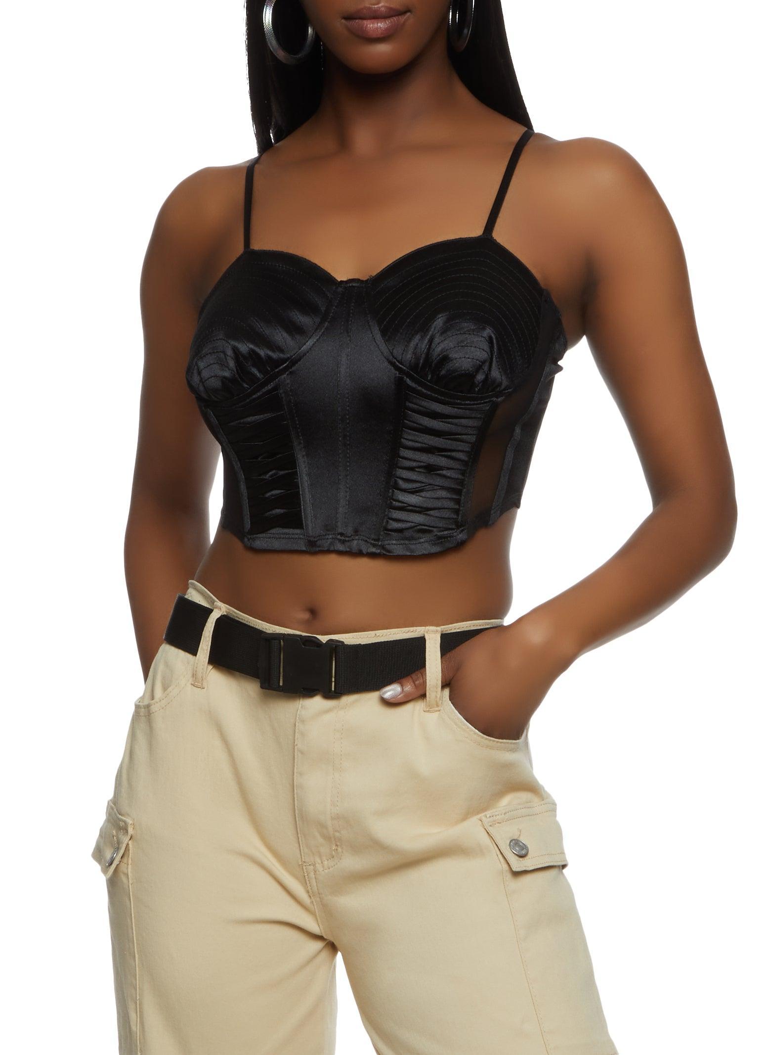 Womens Mesh Detail Crop Bustier Top Product Image