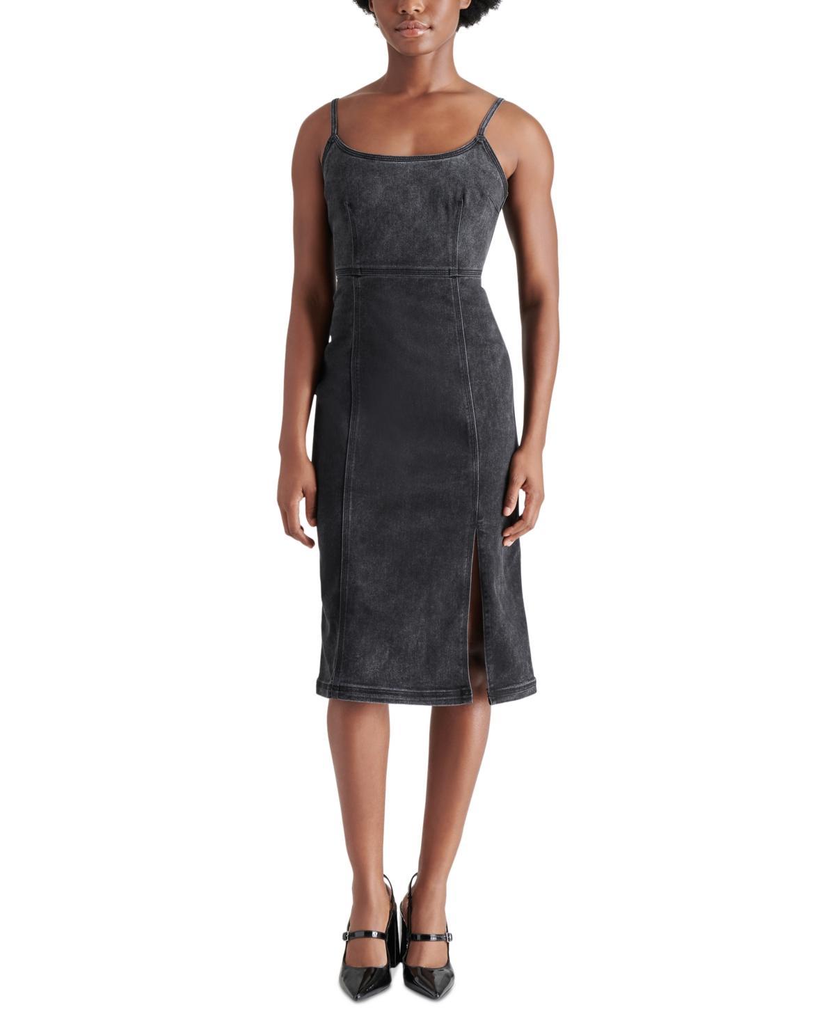 Steve Madden Womens Slit-Front Giselle Denim Midi Dress Product Image