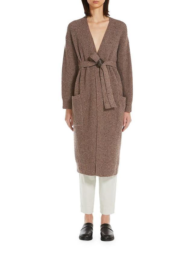 Womens Emblema Wool-Blend Tie-Waist Long Cardigan Product Image