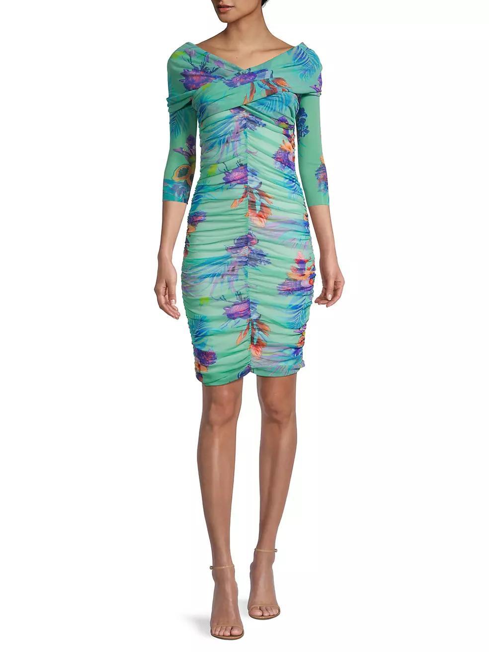 Tropical Ruched Minidress Product Image