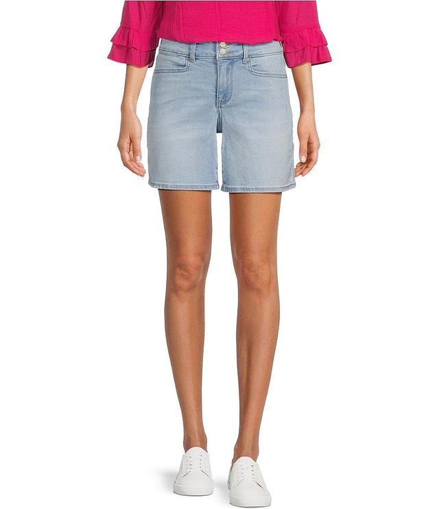 NYDJ Frankie Relaxed Fit Mid Rise Straight Leg Stretch Denim Shorts Product Image