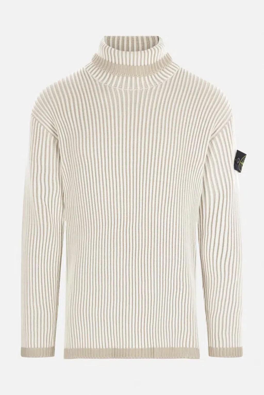 STONE ISLAND Logo Sweater In Natural Bco Product Image