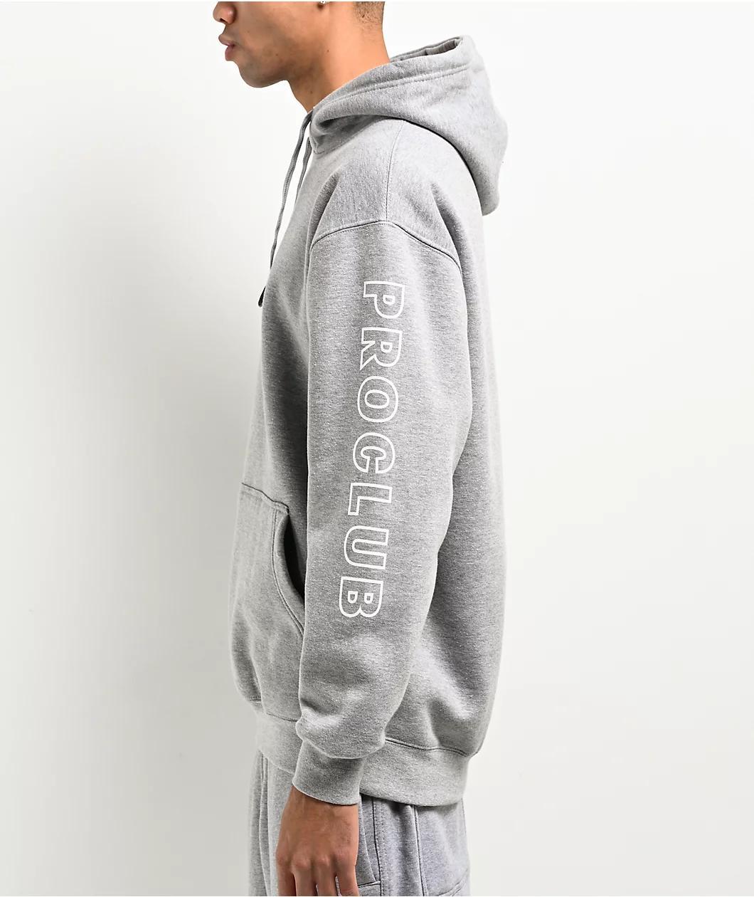 Pro Club Embroidered Logo Grey Hoodie Product Image