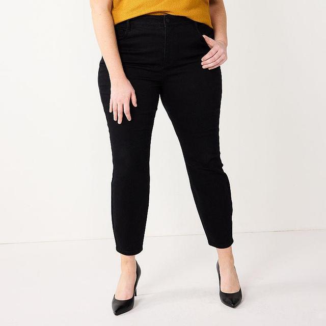 Plus Size Nine West High Rise Sculpting Skinny Jeans, Womens Black Product Image