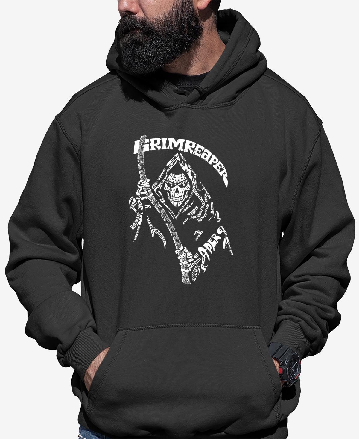 La Pop Art Mens Grim Reaper Word Art Hooded Sweatshirt Product Image