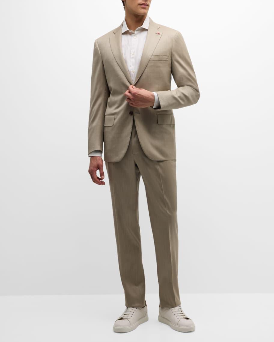 Mens Wool-Silk Herringbone Suit Product Image