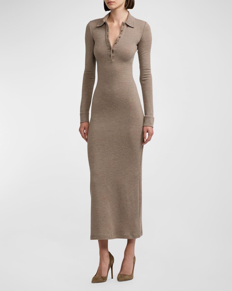 Mélange Wool Jersey Polo Day Dress Product Image