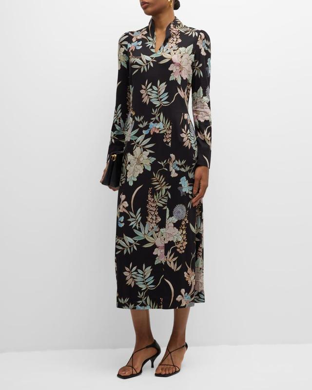 Simone Floral-Print Viscose Midi Dress Product Image