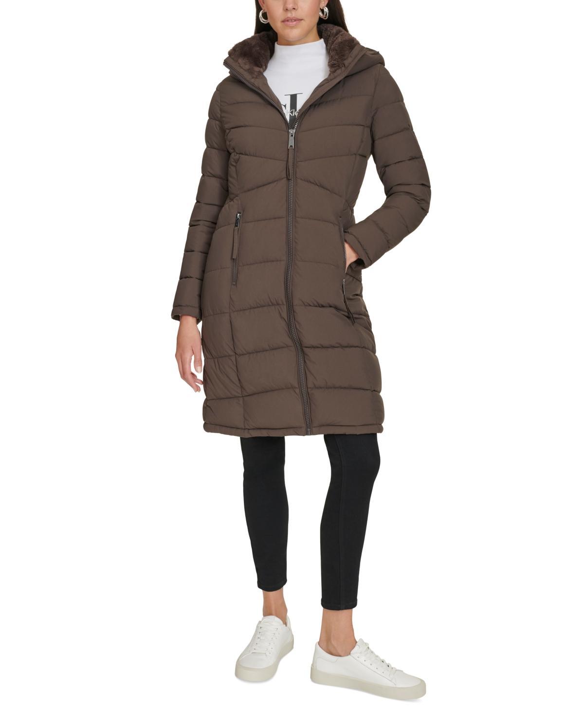 Calvin Klein Womens Hooded Puffer Coat Product Image