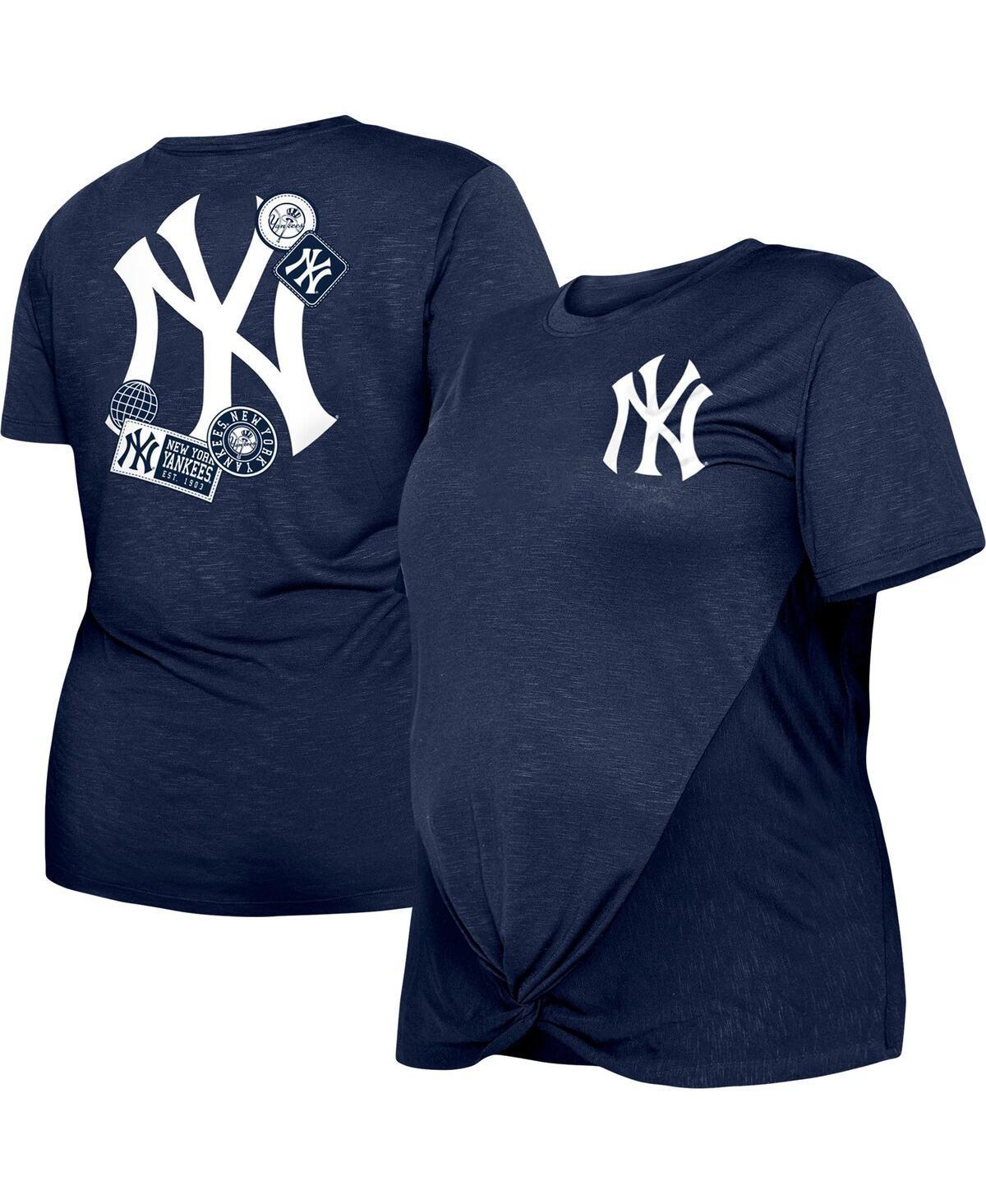 Womens New Era Navy New York Yankees Plus Size Two-Hit Front Knot T-shirt Product Image