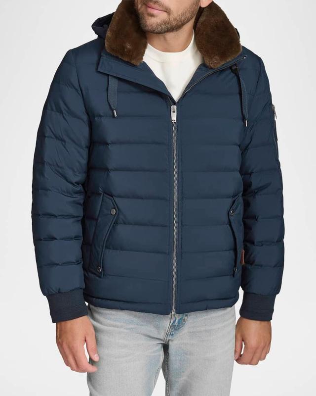 Men's Down Jacket with Removable Faux Rabbit Fur  Product Image