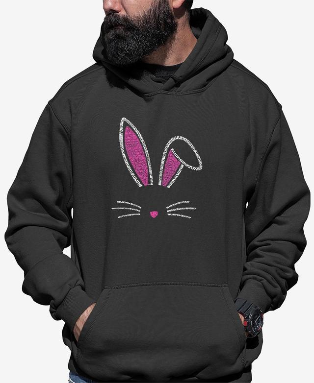 La Pop Art Mens Bunny Ears Word Art Long Sleeve Hooded Sweatshirt Product Image