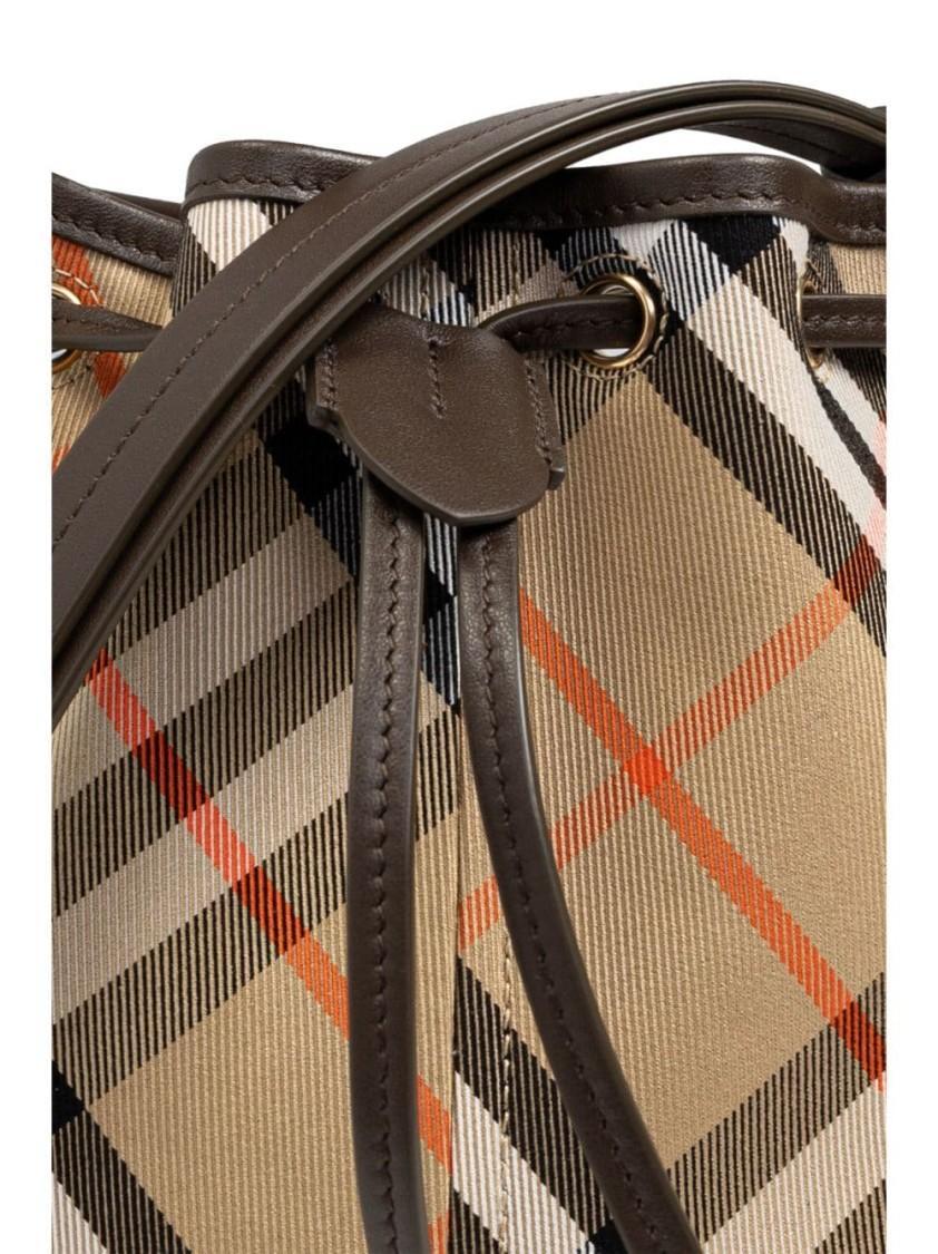 BURBERRY Women's Check Mini Bucket Bag In Grey Product Image