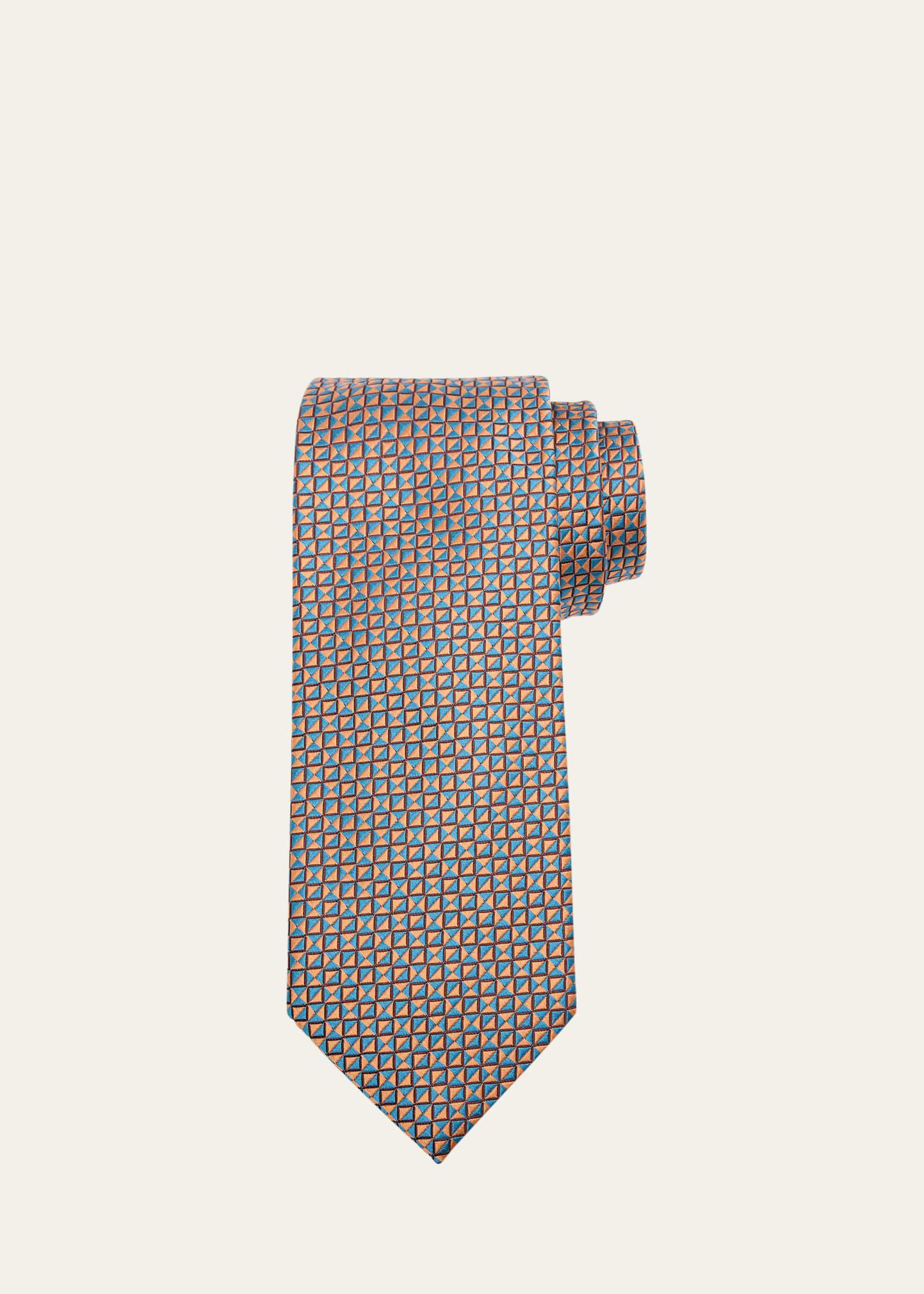 Mens Silk Micro-Geometric Tie Product Image