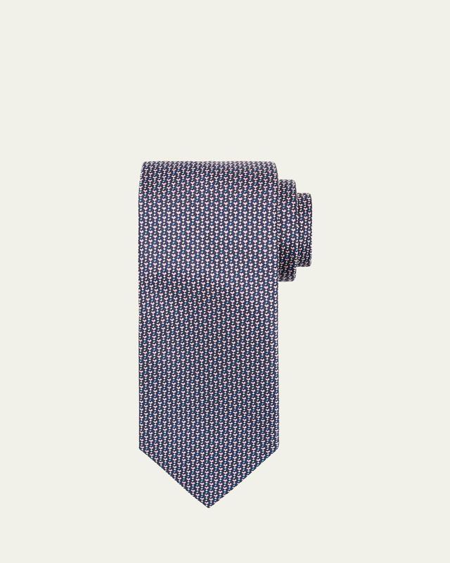 Mens Micro-Motif Jacquard Silk Tie Product Image