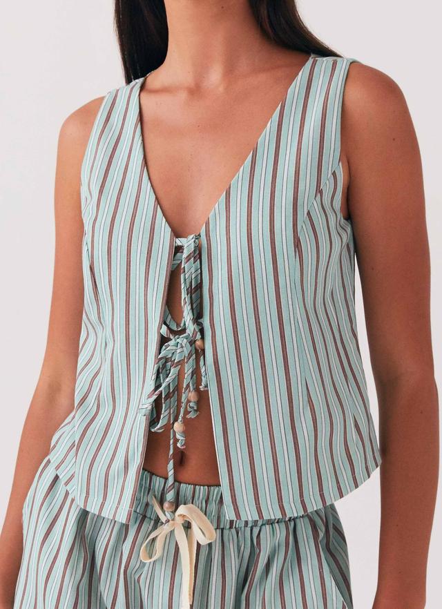 Tina Linen Vest Top - Coastal Stripe Product Image