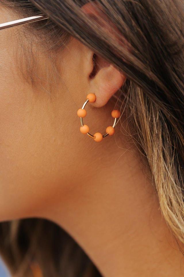 Orange Beaded Hoop Earrings Product Image