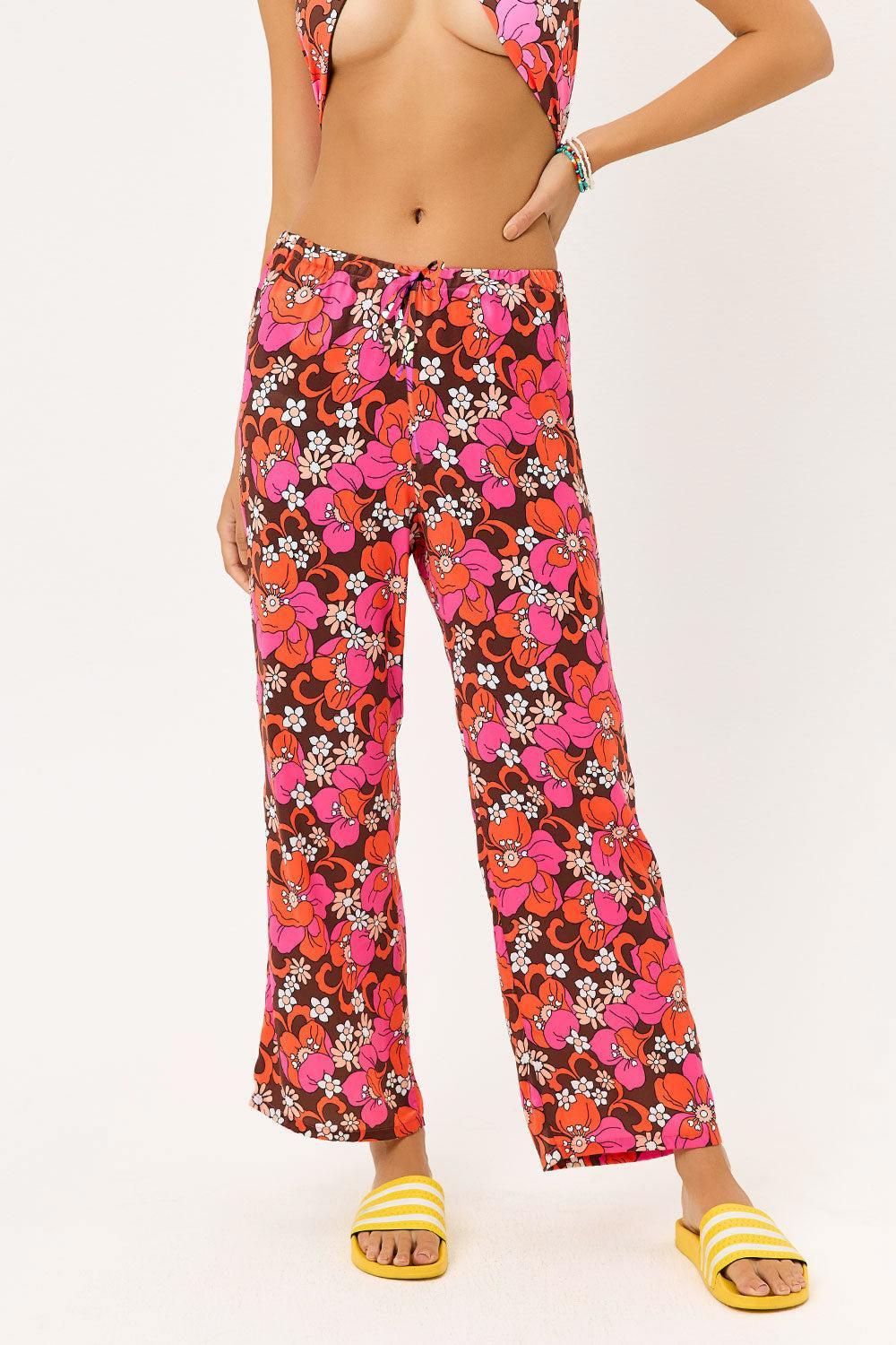 Michelle Low Rise Wide Leg Pants - Tropics Product Image