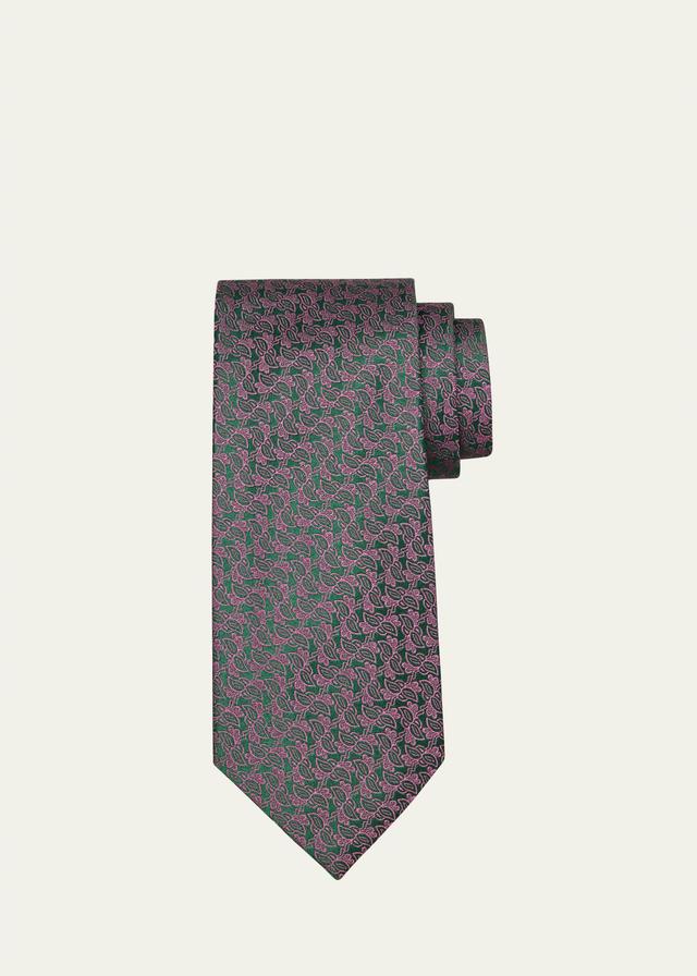 Mens Woven Leaf Jacquard Silk Tie Product Image