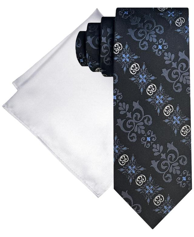 Steve Harvey Mens Fancy Medallion Tie & Solid Pocket Square Set Product Image