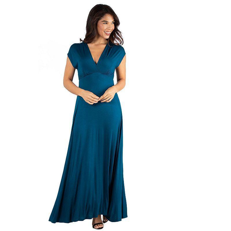 Womens 24seven Comfort Apparel Cap Sleeve V-Neck Maxi Dress Product Image