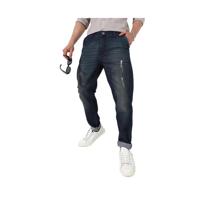 Campus Sutra Mens Dark-Wash Carrot Fit Denim Jeans Product Image