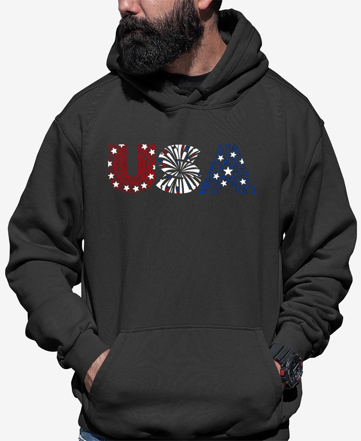 La Pop Art Usa Fireworks - Mens Word Art Hooded Sweatshirt Product Image