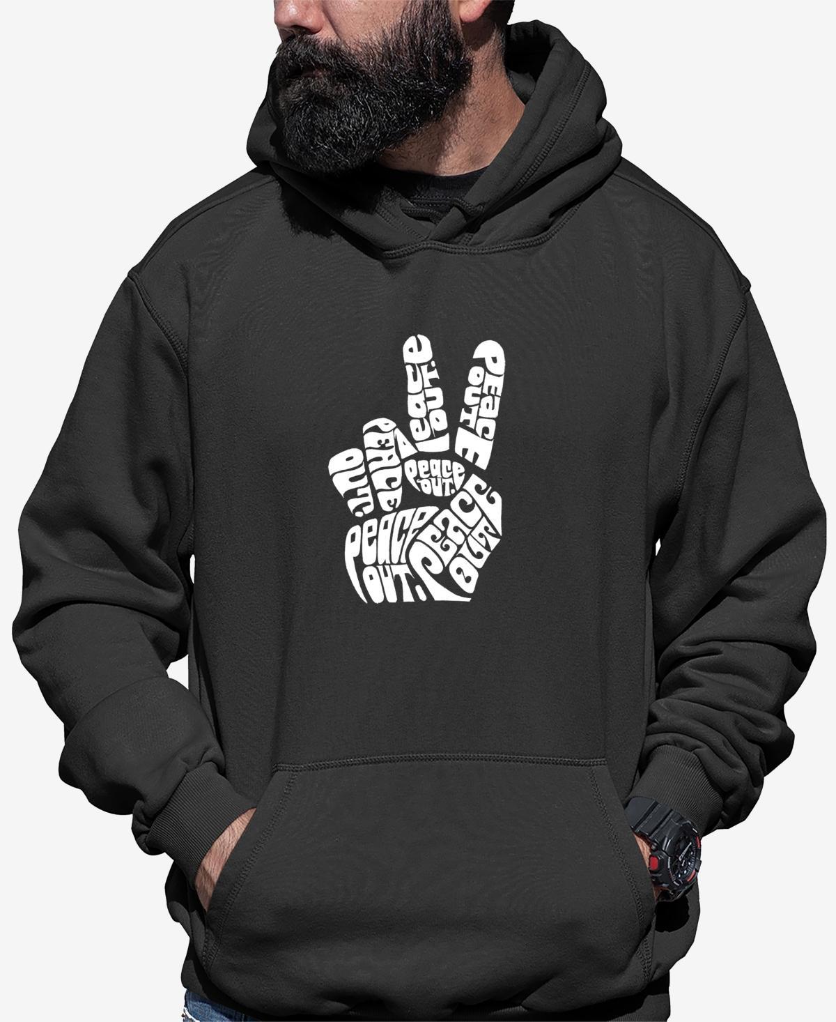 Mens Word Art Peace Out Hooded Sweatshirt Product Image