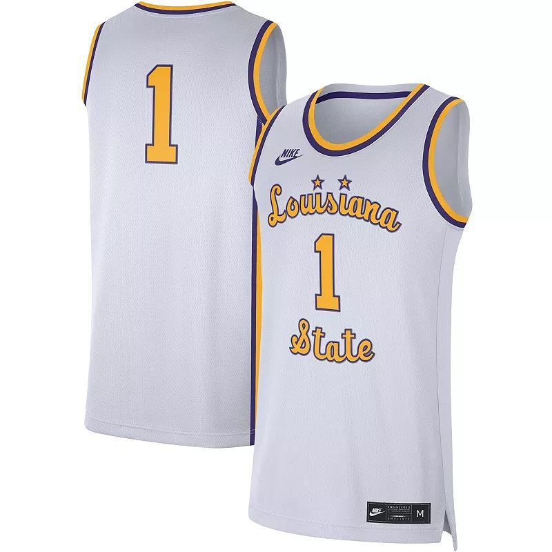 Mens Nike #1 White Lsu Tigers Replica Basketball Jersey - White Product Image